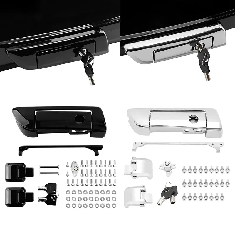 

Chrome Black Motorcycle Pack Trunk Lid Latch Lock Key Hardware Kits For Harley Touring Street Glide Road King Road Glide 2014-Up