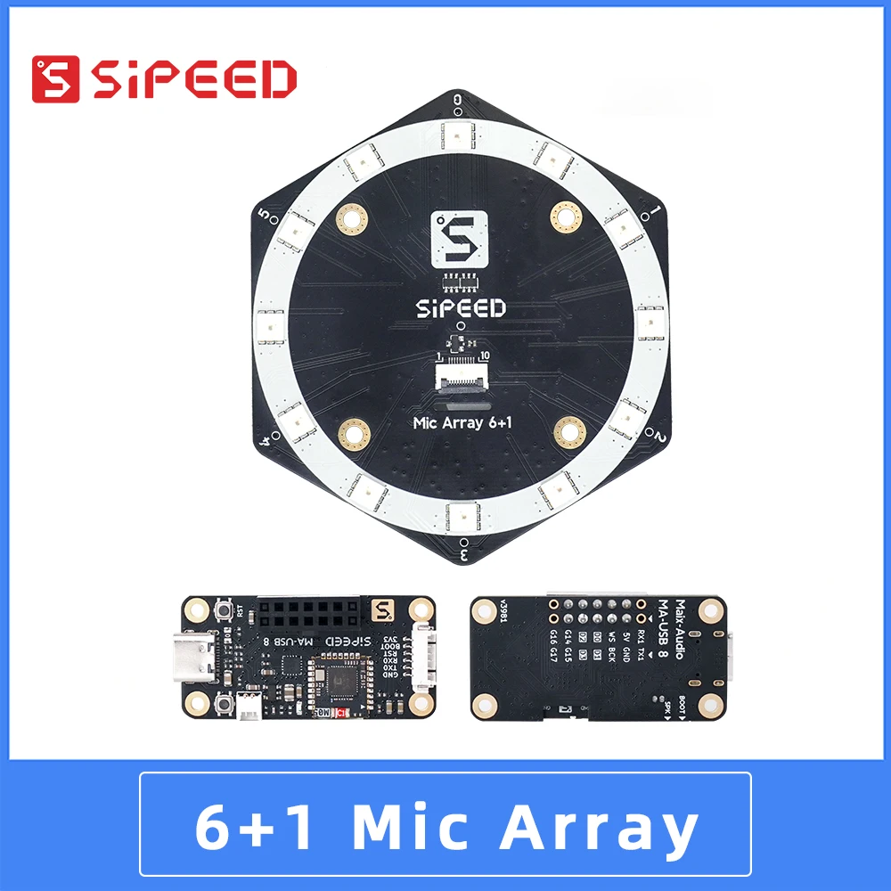 Sipeed 6+1 Mic Array Sound Source Localization Beamforming USB Driver-Free Sound Card Microphone Array