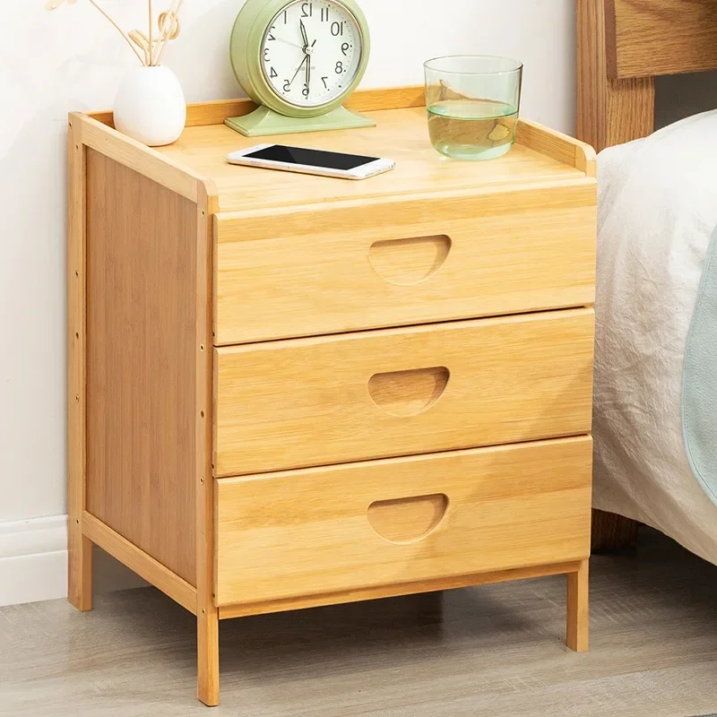 Bamboo Nightstands, Bedside Tables with Open Compartments, Storage Modern Side Table, Easy To Assemble End Table for Bedroom