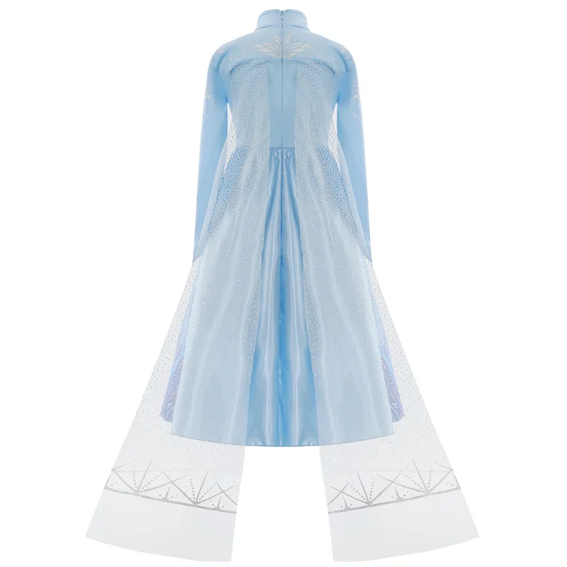 Costume Elsa pour filles, robe de princesse bleue à manches longues pour fête d'anniversaire, vêtements de carnaval pour enfants