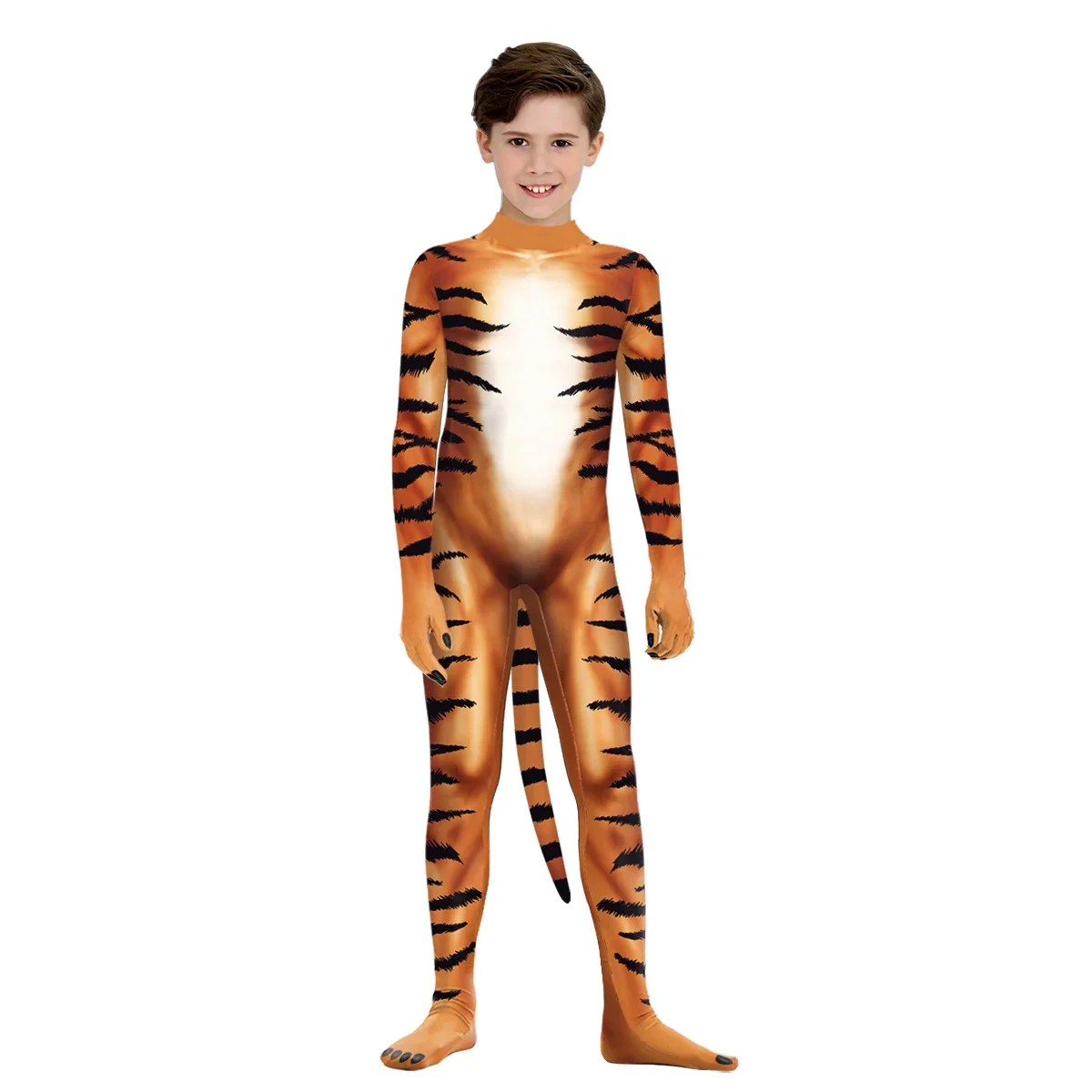 Parent Child Costume Halloween Cosplay Animal Tiger 3D Print Bodysuit Pet Suit Erformances for Adult Child Party Performance Set