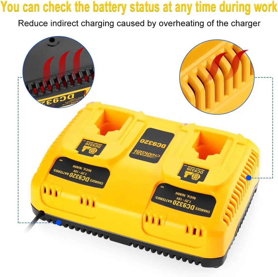 

Dual port Dewalt replacement Battery Charger for Dewalt 7.2V 18V Battery Electric Drill Screwdriver US Plug