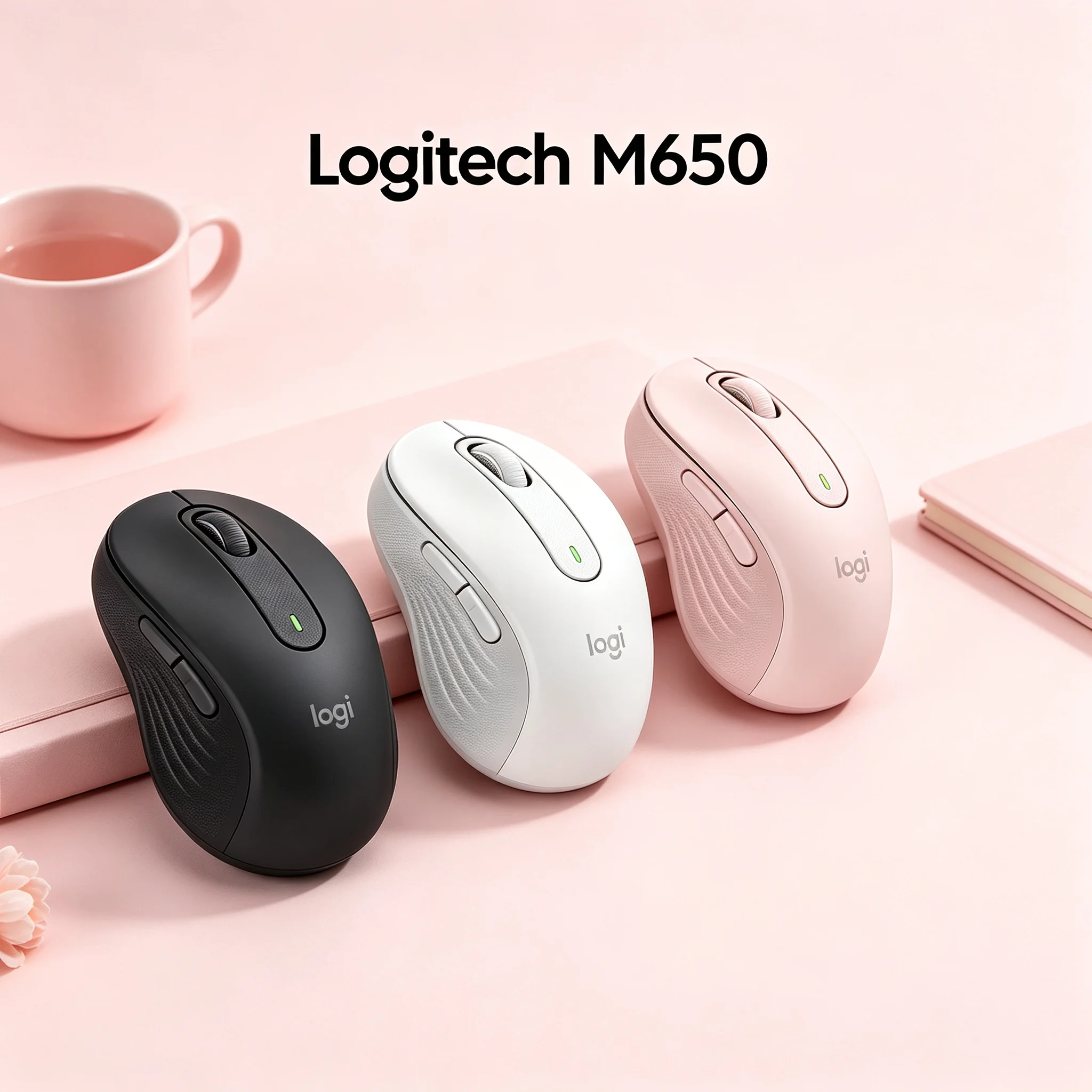 Logitech Signature M650 Wireless Office Mouse SmartWheel Dual Scroll Mode Ergonomic Contoured Shape For Small Medium Hands Bluet