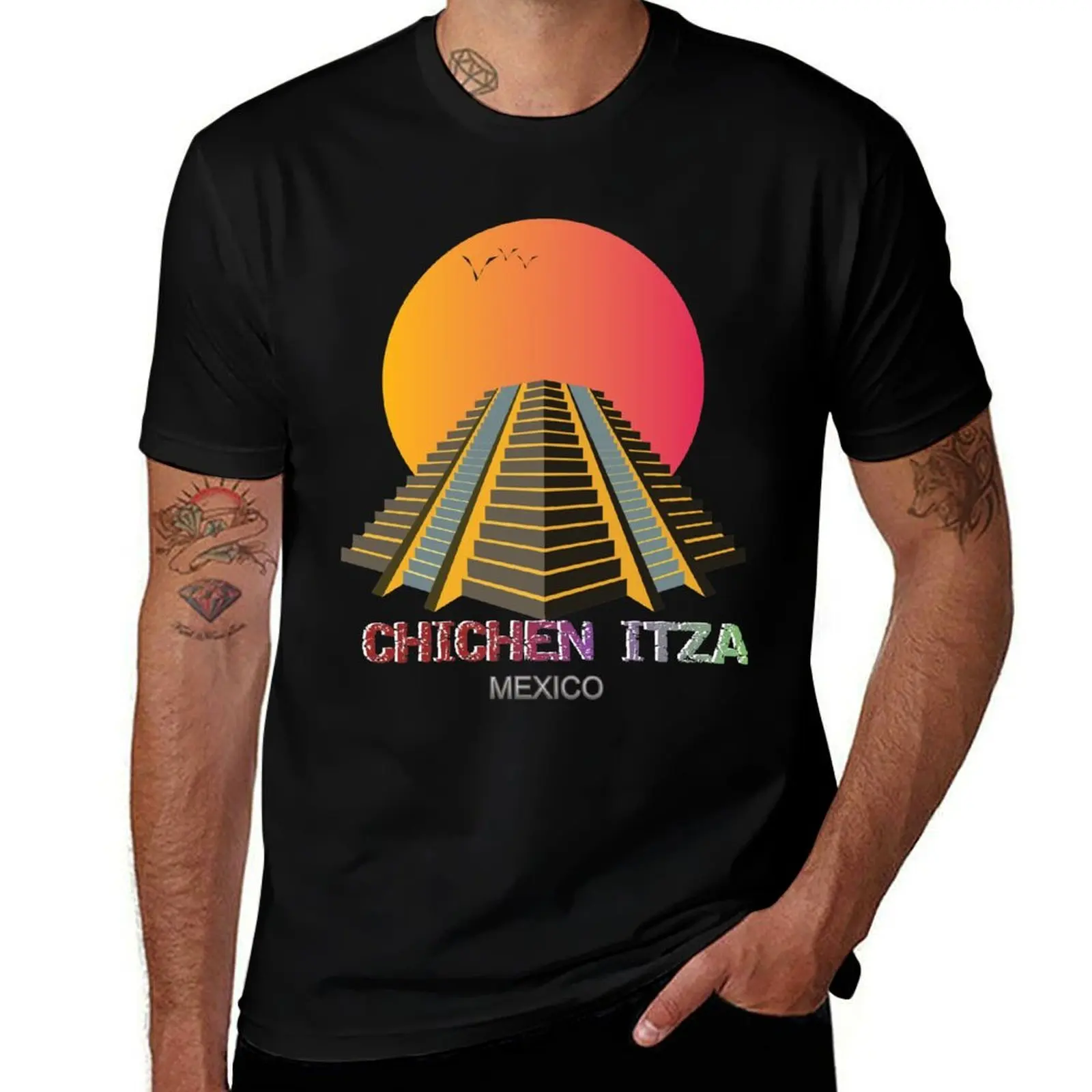 

Chichen-Itza Maya high shirts for t t designer - t shirts man quality man shirt Mexico Ruins- cotton T-Shirt anime