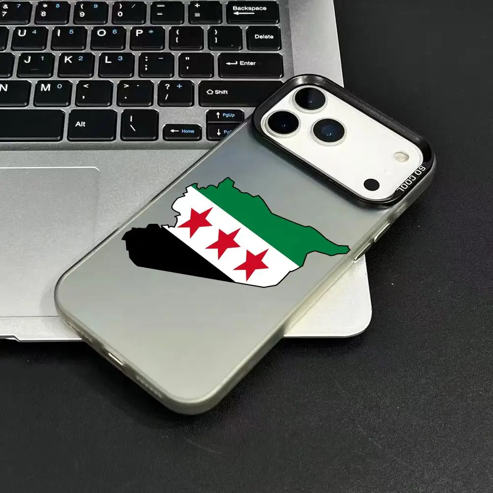 جديد العلم سوريا تصميم قضية الهاتف آيفون 17 16 15 14 13 12 11 برو ماكس الهواء ماتي الليزر أورورا للصدمات جراب هاتف