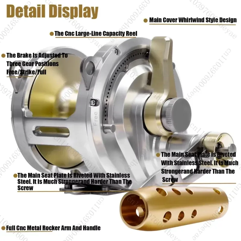 All-metal aluminum alloy two-speed 9 bearing, right-hand trolling reel 5.2: 1/2.3: 1 gear ratio