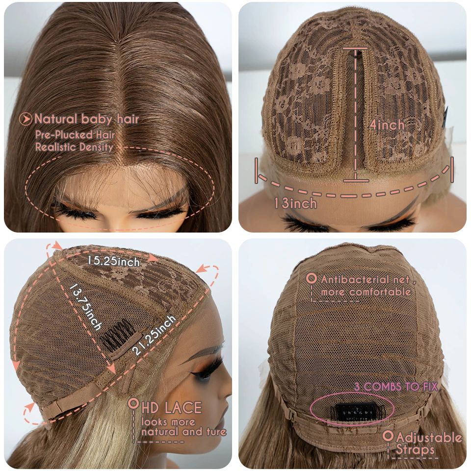 Synthetic Lace Front Wigs For Women Long Wavy Wig 26 Inch Body Wave Lace Wig Brown Ombre Blonde Grey White Cosplay Wig
