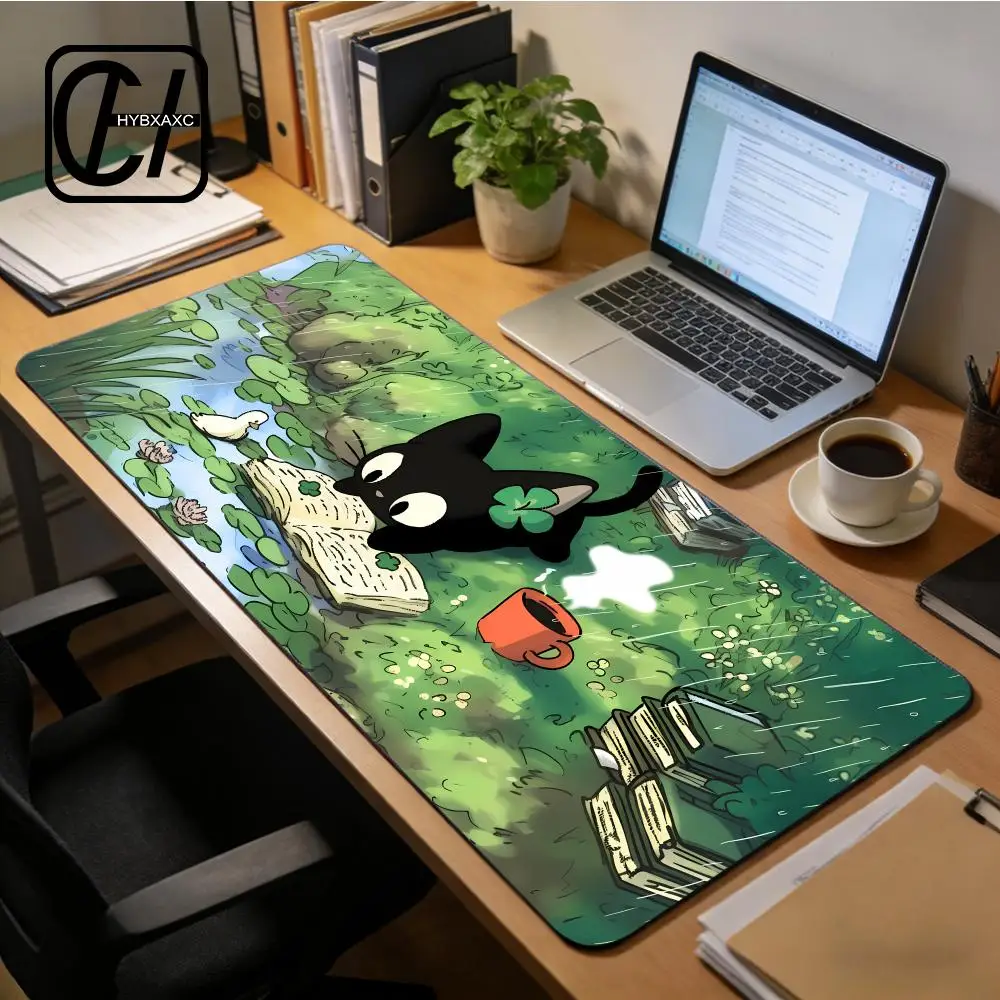 

Kawaii Cat Mouse Pad Cute Black Cat large keyboard mouse desk pad non-slip rubber gaming mouse pad laptop mouse carpet HYB XXC