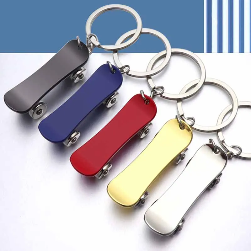 Creative Fingertip Scooter Keychains Metal Toy Skateboard Key Rings for Women Men Car Handbag Phone Case Pendant Game Souvenir