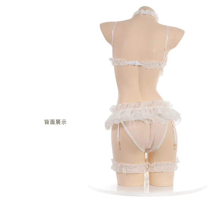 Japanese Women Sex Lingerie Set Bdsm Clothing Lace Ruffle Sex Underwear Kawaii Costume Garter Maid Transparent Exotic Sleepwear