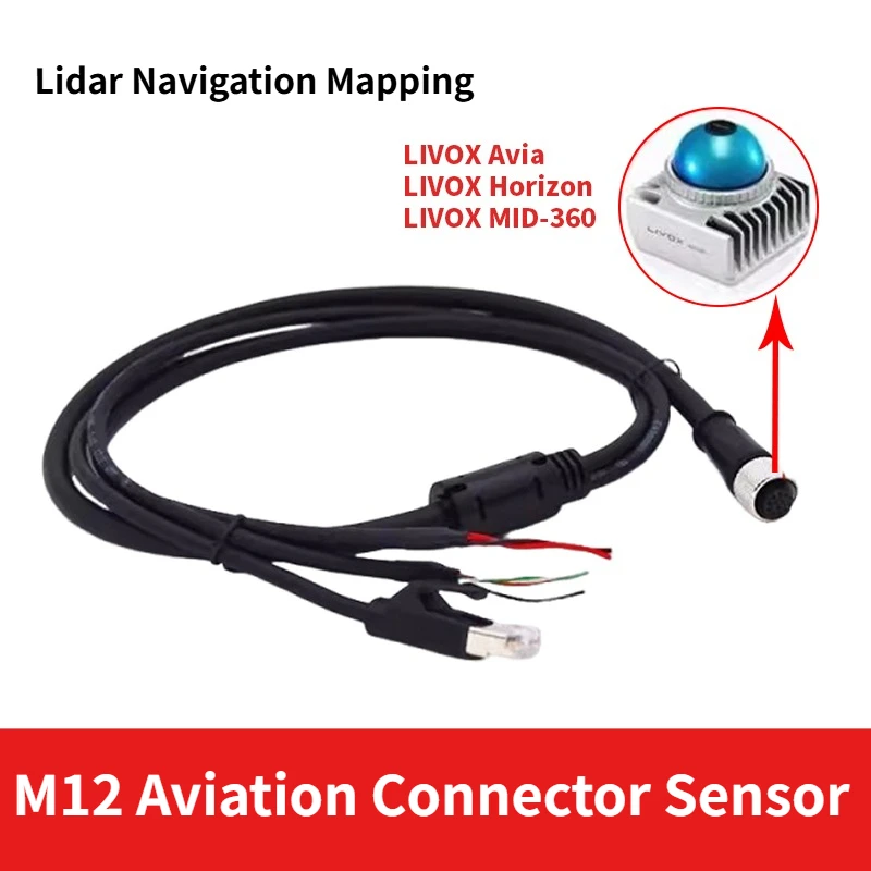 M12 Livox HAP (TX) Mid 360 Mid-70 Lidar Navigation Mapping Salm Livox Tech 1 to 3 Wire M12 Aviation Connector Sensor Cable XT60