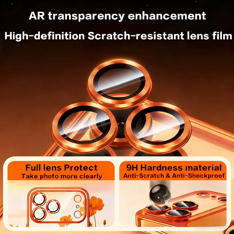 Fashion Orange Magnetic Clear Case For iPhone Air 17 16 15 14 13 12 11 Pro Max Plus Wireless Charge Plating Soft Business Cover - náhled 3