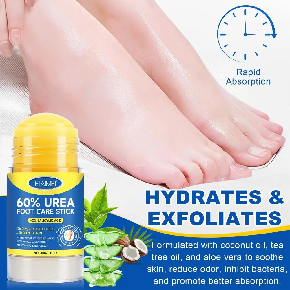 Urea Foot Cream Stick Cracked Heel Repair Moisturizing Exfoliating Softens Calluses Dry Rough Skin Fast Absorbing Non Greasy