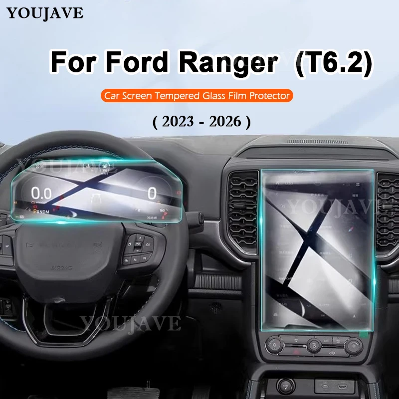 Tempered Glass For Ford Ranger T6.2 2023 2024 2025 2026 Car LCD GPS Navigation Dashboard Protective Frosted HD Film Accessories