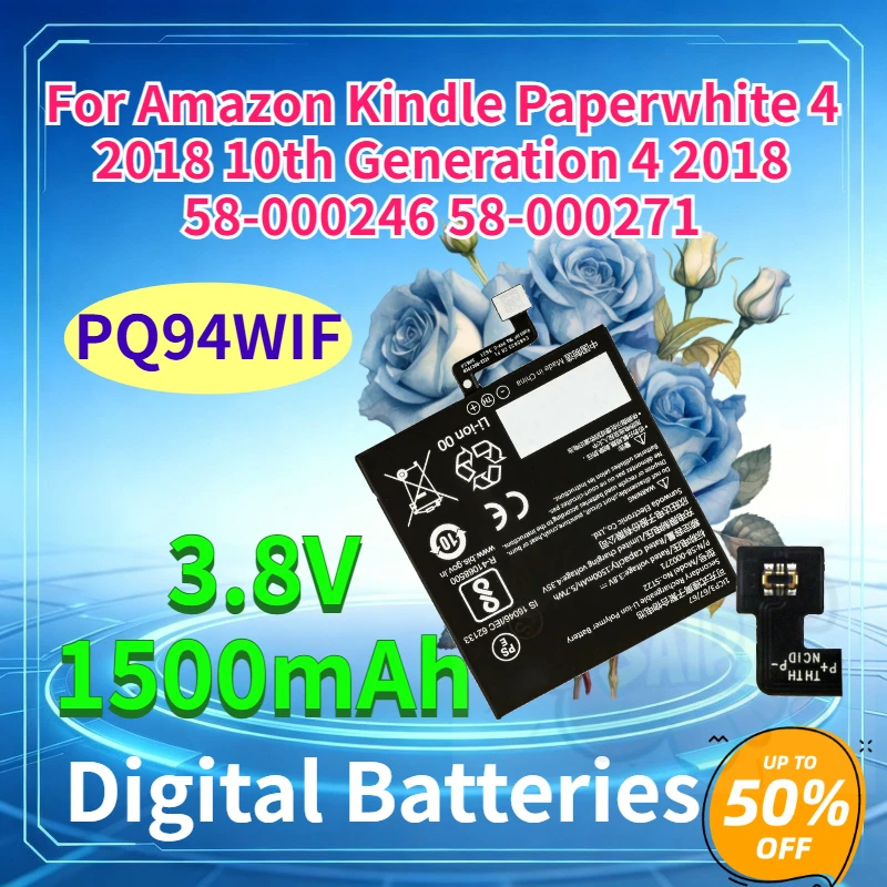 PQ94WIF 3.8V 1500mAh Tablet Battery for Amazon Kindle Paperwhite 4 2018 10th Generation 4 2018 58-000246 58-000271 Compatible