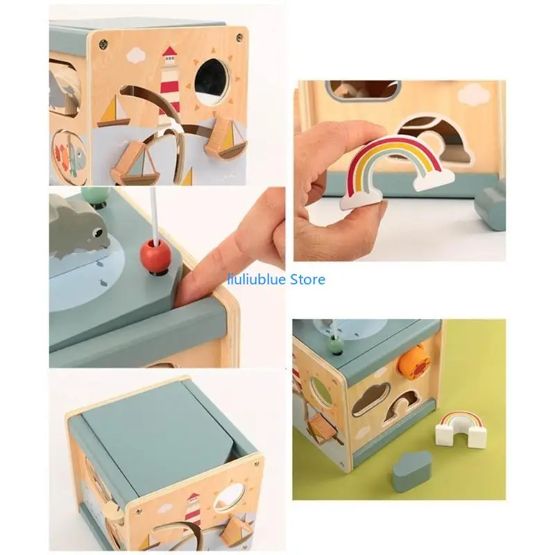 Đồ chơi mê cung hạt dành cho trẻ mới biết đi bằng gỗ con lăn đầy màu sắc