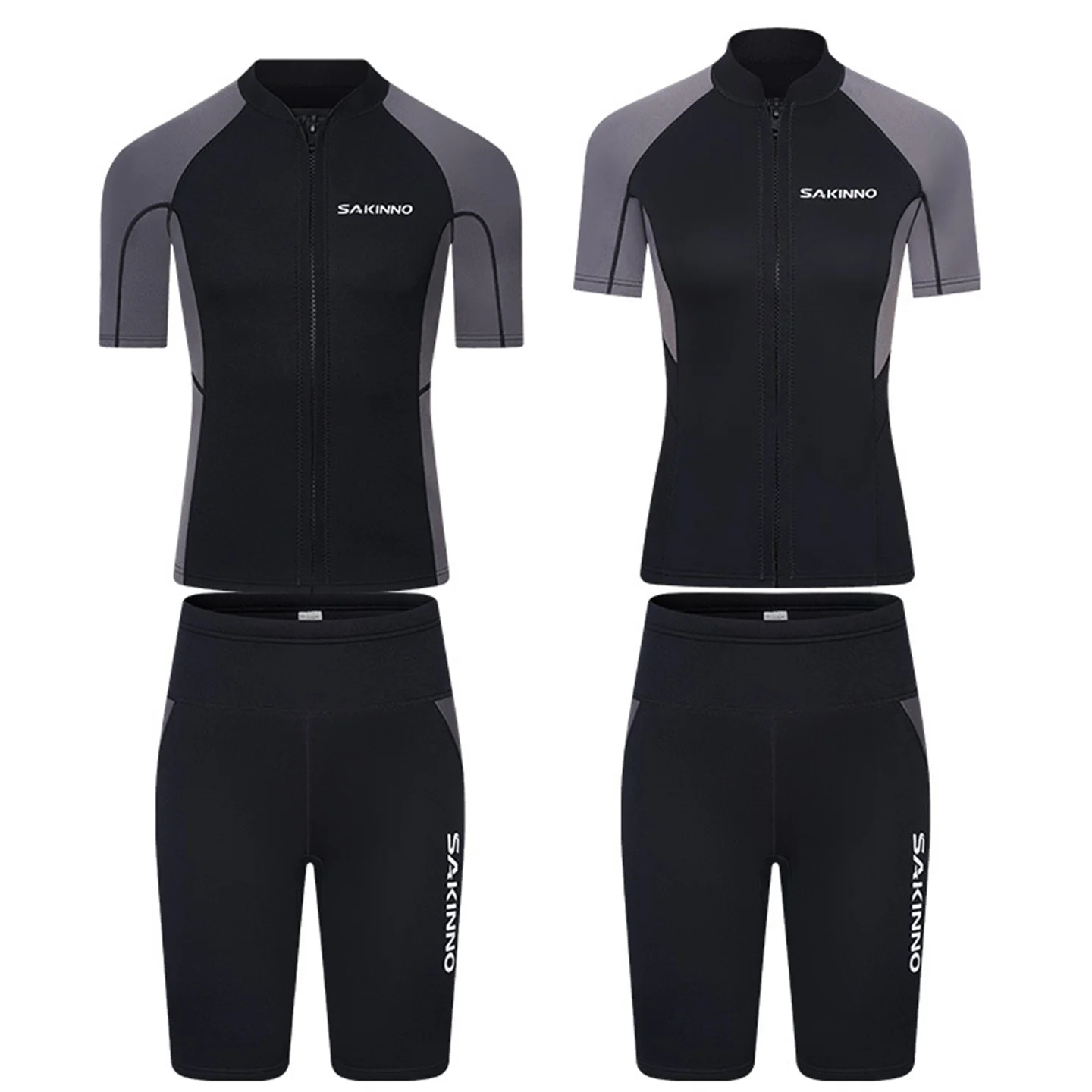 Men Women 2MM Neoprene Separate Wetsuit Front Zipper Short-sleeved Diving Jacket And Shorts Snorkeling Surfing Summer Swimsuit