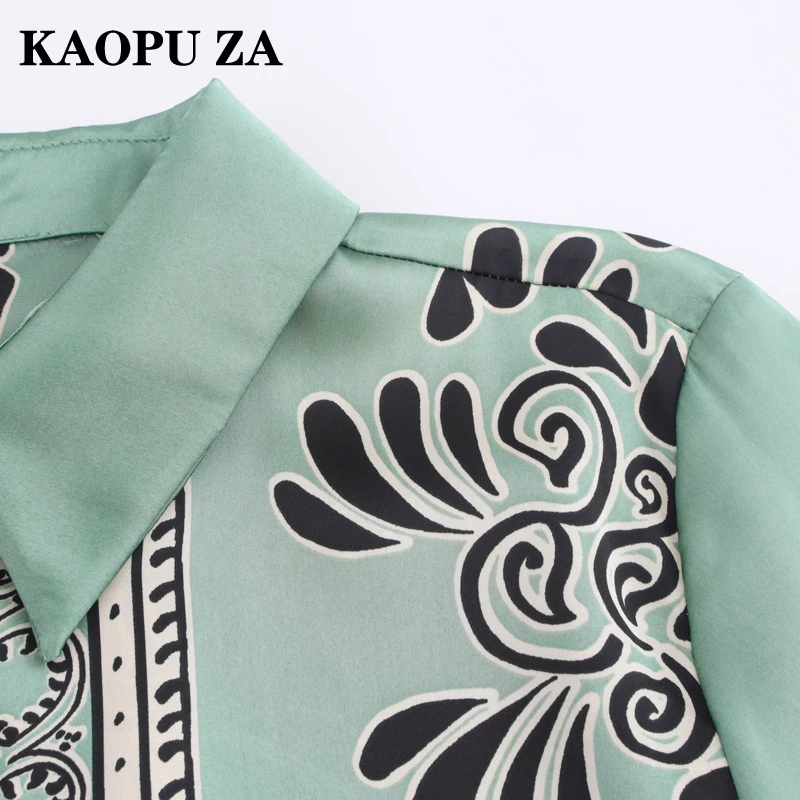 KAOPU ZA 2024 New Spring Women\'s Long Sleeve Turn-Down Collar Loose Blouse Shirts and Blouses Fashion Top