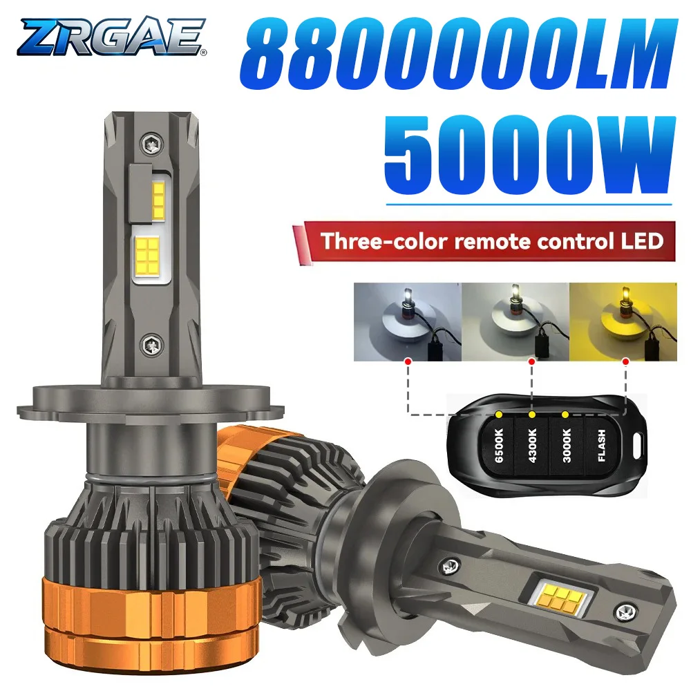 

H4 H7 H11 LED Strobe H1 H8 H9 Diode HB3 HB4 9005 9006 CANbus with cu Remote Control Tri color 6500K 4300K 3000K For Headlight