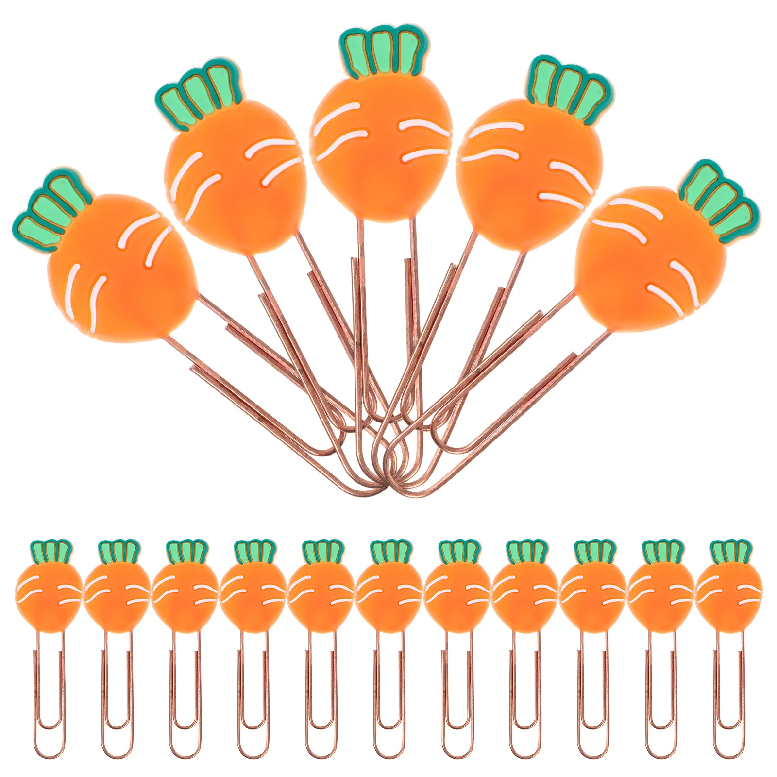 

20 Pcs Carrot Bookmark Cartoon Fruit Vegetable Paper Clips Cute Soft Rubber Bookmarks Document Marking Office Supplies Gifts