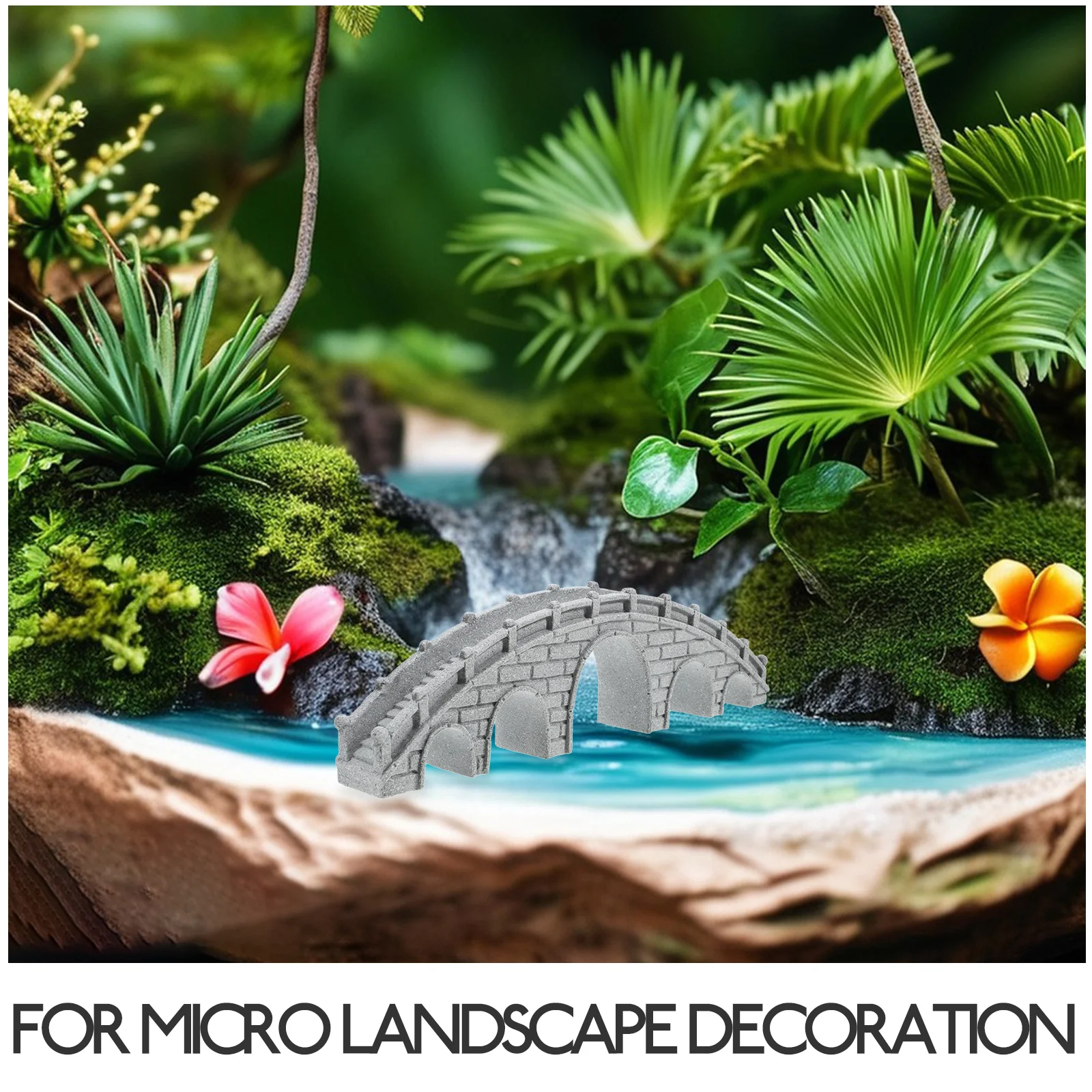 جسر حجري لديكور المناظر الطبيعية الصغيرة مصنوع يدويًا بونساي مصغر لحوض السمك وخزان الأسماك وحديقة سطح المكتب