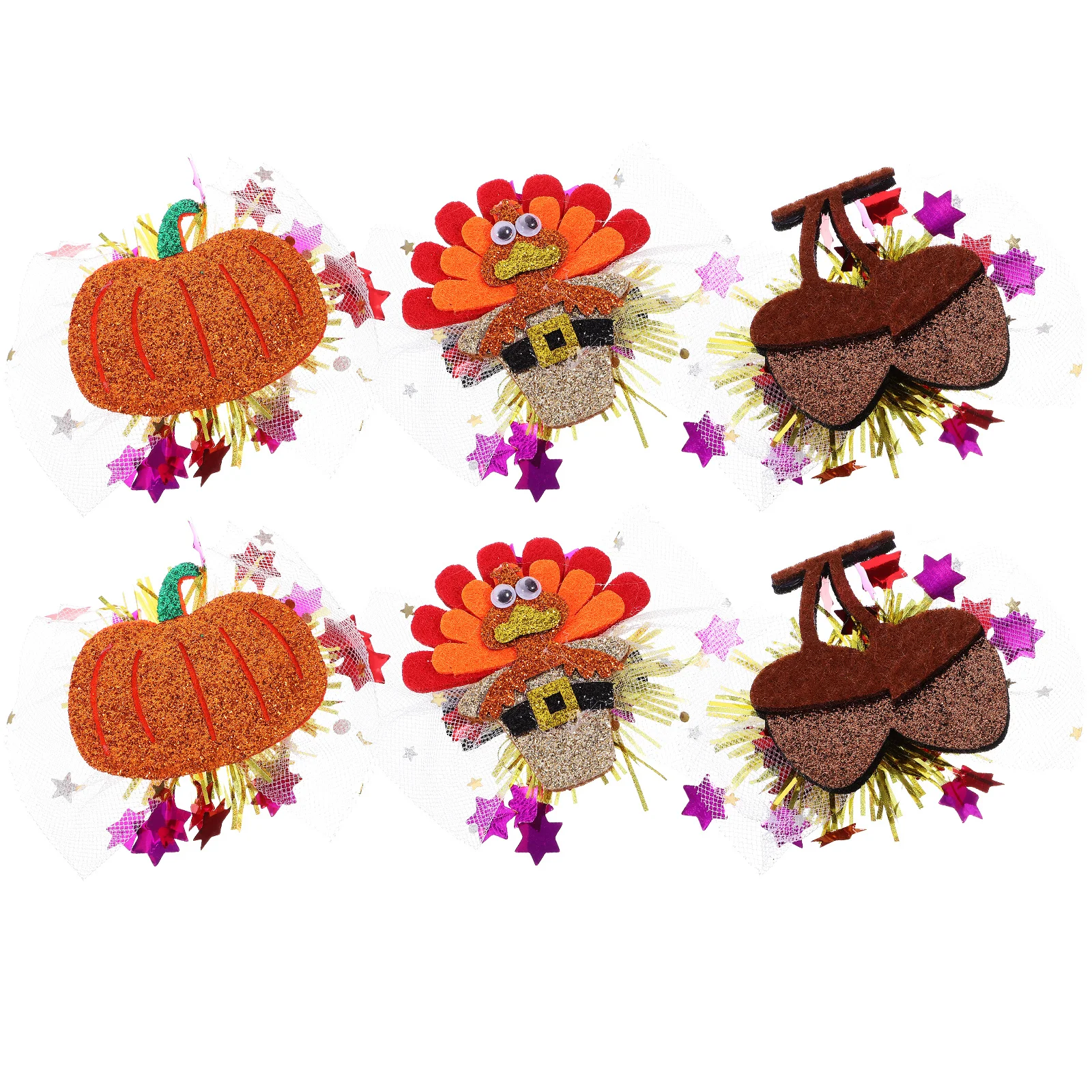 

6 шт., зажимы на День Благодарения, милые заколки для волос для женщин, легкие маленькие аксессуары для волос, вечерние, праздничные украшения, заколки для тонких волос