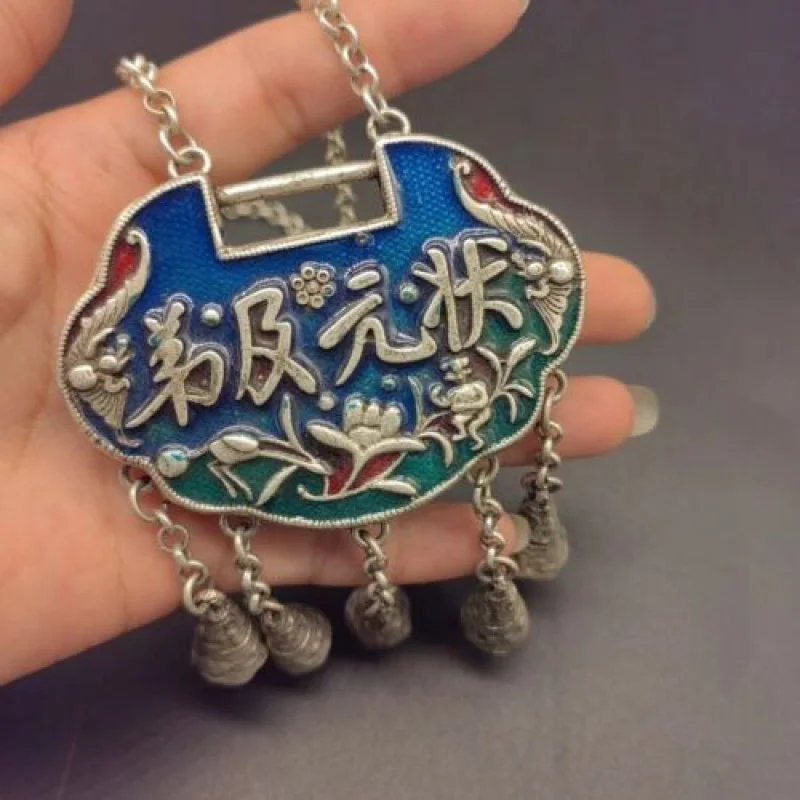 KIRIN Longevity Lock Sweater Chain Inlaid Cloisonne Top Ranking Pendant