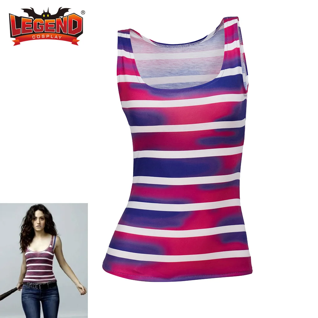 

Shameless Tshirt Fiona Gallaghers T Shirt Cosplay Costume Women's Sleeveless Stripe Tank Top T Shirts Outfit T-Shirt Vest Adult