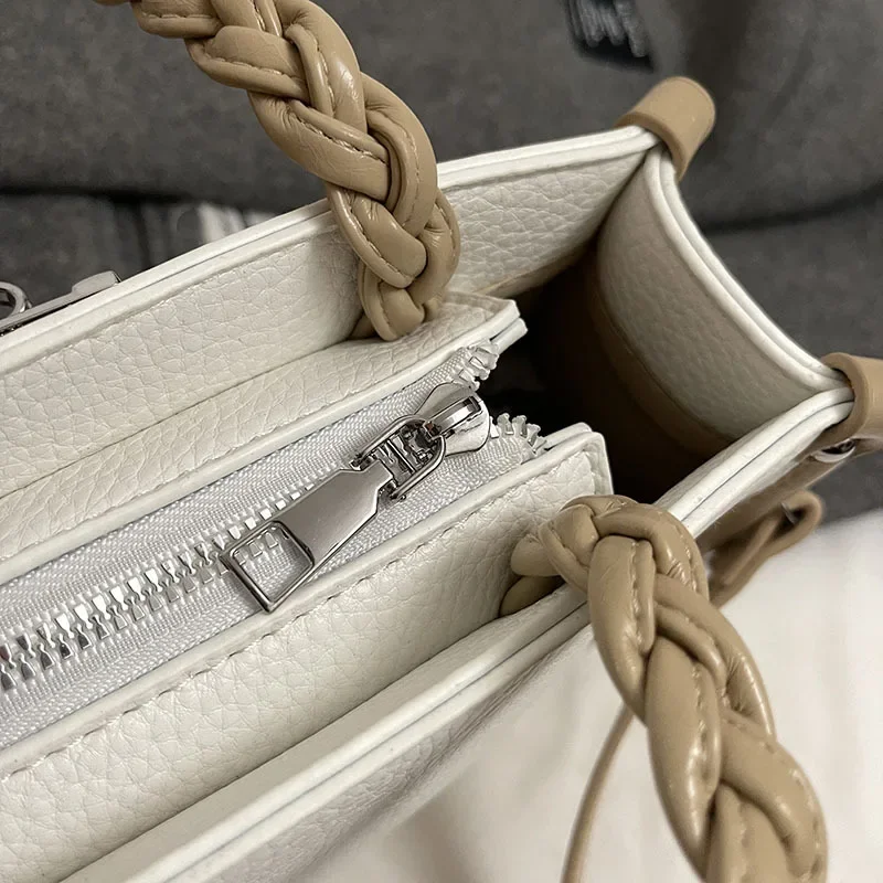 Весна и осень 2024, нишевый дизайн, контрастные цвета, сумка ручной работы, женская большая вместительная сумка-тоут из личи, корзина для овощей