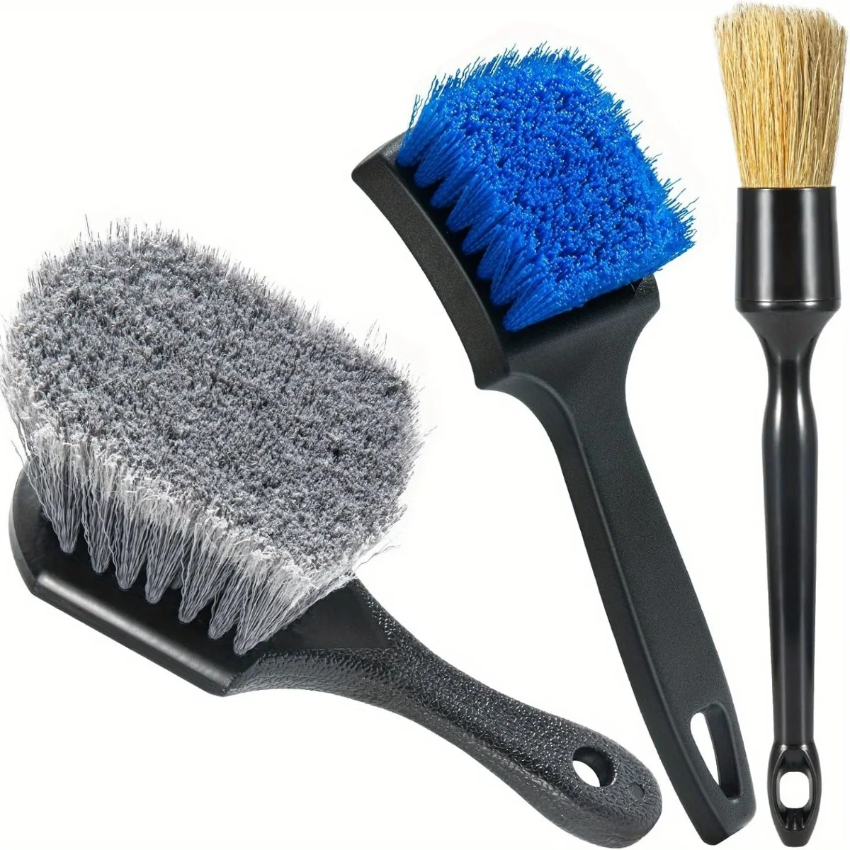 Wheel Brushes Cleaner 3pcs Set Tire Brush Detailing Premium Rim Kit Safe For Cars Trucks SUV RVs