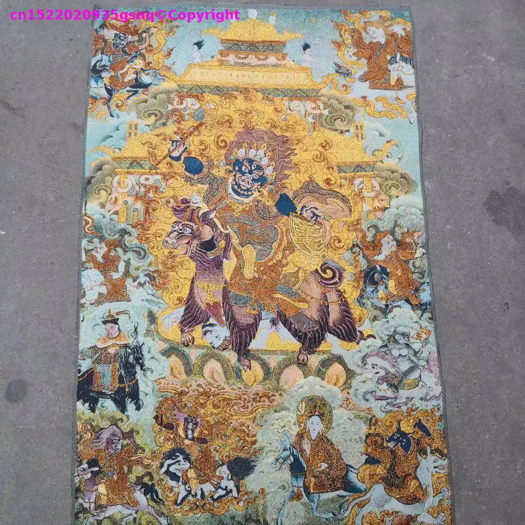 Buddhist supplies articles,Silk embroidery Thangka Palden Lhamo painting,Buddhist decoration,Buddhist altar decor painting,90cm