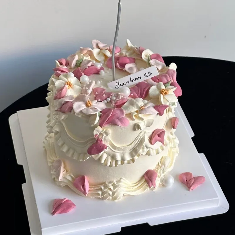 Retro Girlish Heart Fake Cake Model Simulated Birthday Cake Mold Plastic Ornaments Dessert Shop Sample Display Photography Props