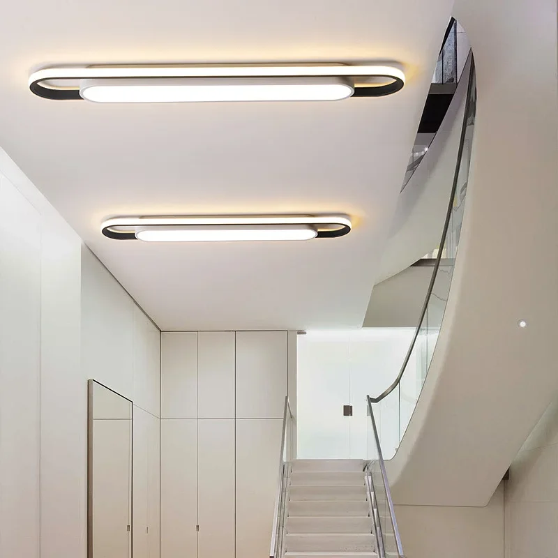 

Modern LED Ceiling Lamps Rectangular Aisle Lights Long Strip Living Room Corridor Kitchen Nordic Creative Balcony Light Fixtures