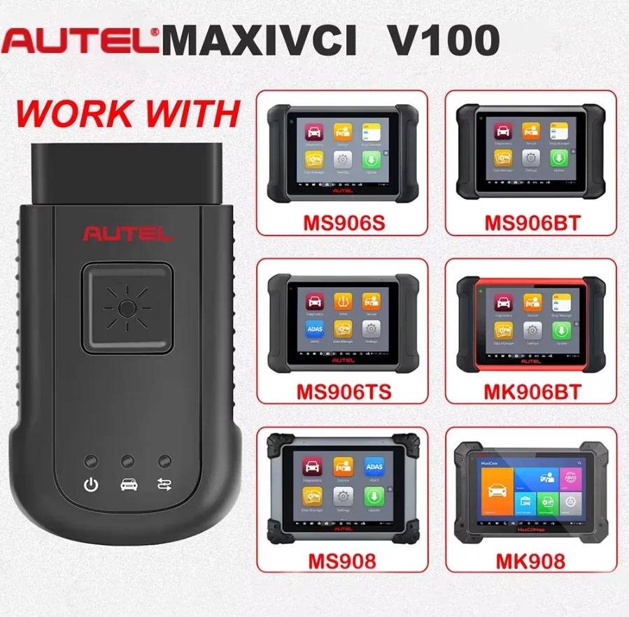 

Ori ginal Autel MaxiSYS VCI100 Компактный Bluetooth автомобильный интерфейс связи MaxiVCI V100 работает для планшетов Autel Maxisys