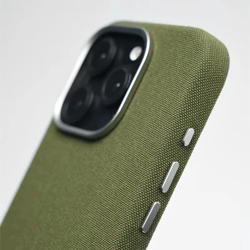 Luksusowe, gładkie etui na telefon z nylonu na iPhone 17 Air 16 15 14 13 Pro Max, ze stopu, z ochroną obiektywu, kompatybilne z MagSafe, bezprzewodowe ładowanie, odporne na wstrząsy. — zdjęcie produktu 4