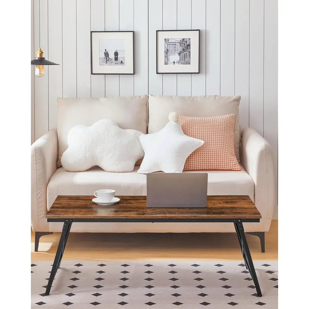 طاولة قهوة قابلة للطي مقاس 41.3 بوصة مع قفل أمان، مكتب أرضي محمول لغرفة المعيشة وغرفة النوم #2