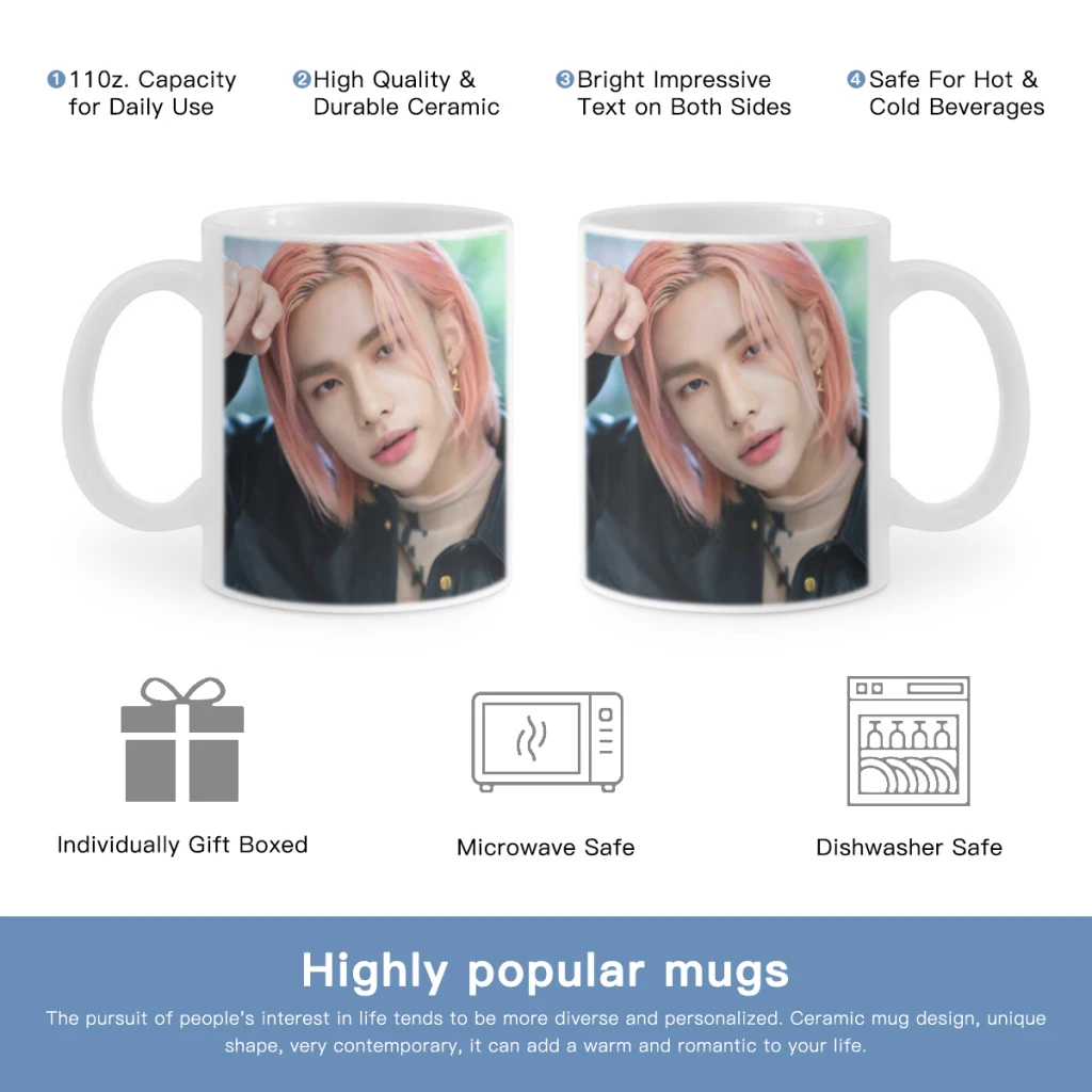 KPOP-Hwang-Hyunjin-Ceramic Mug Cute Coffee Tea Milk Stave Mugs And Cups with Handle Novelty Gifts