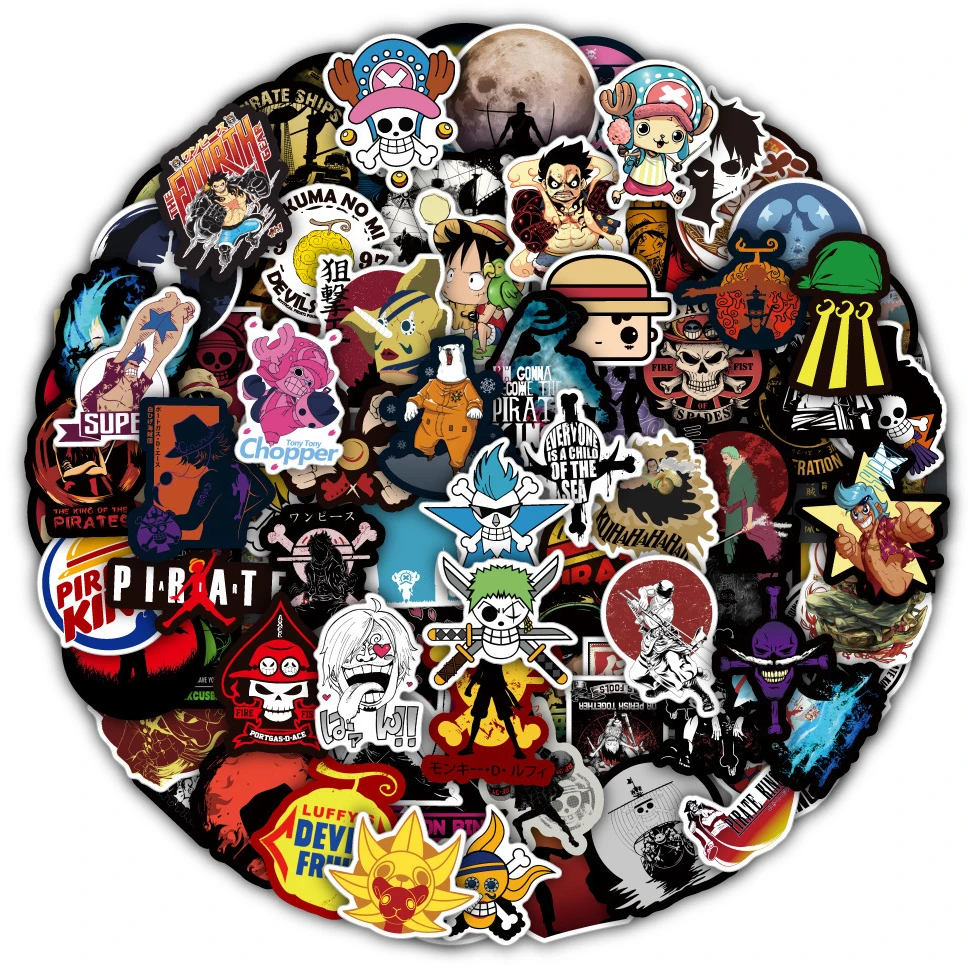 10/30/50/100Pcs Anime One Piece Cartoon Graffiti Stickers Laptop Bike Travel Luggage Guitar Waterproof Cool Decal Sticker Gift