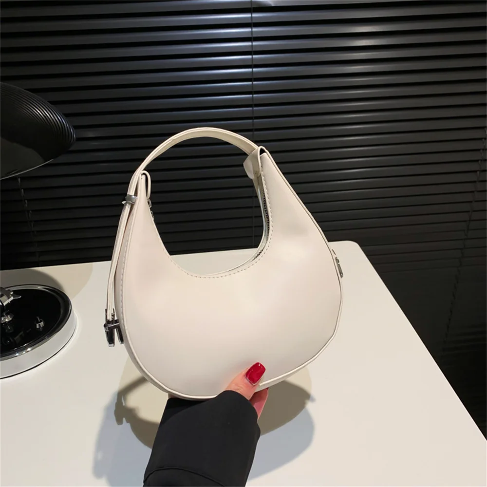 2023 New Fashion Shoulder Bag PU Leather Half Moon Bag Lady Casual Commuter Underarm Bag Brand Design Handbag Trend Crescent Bag