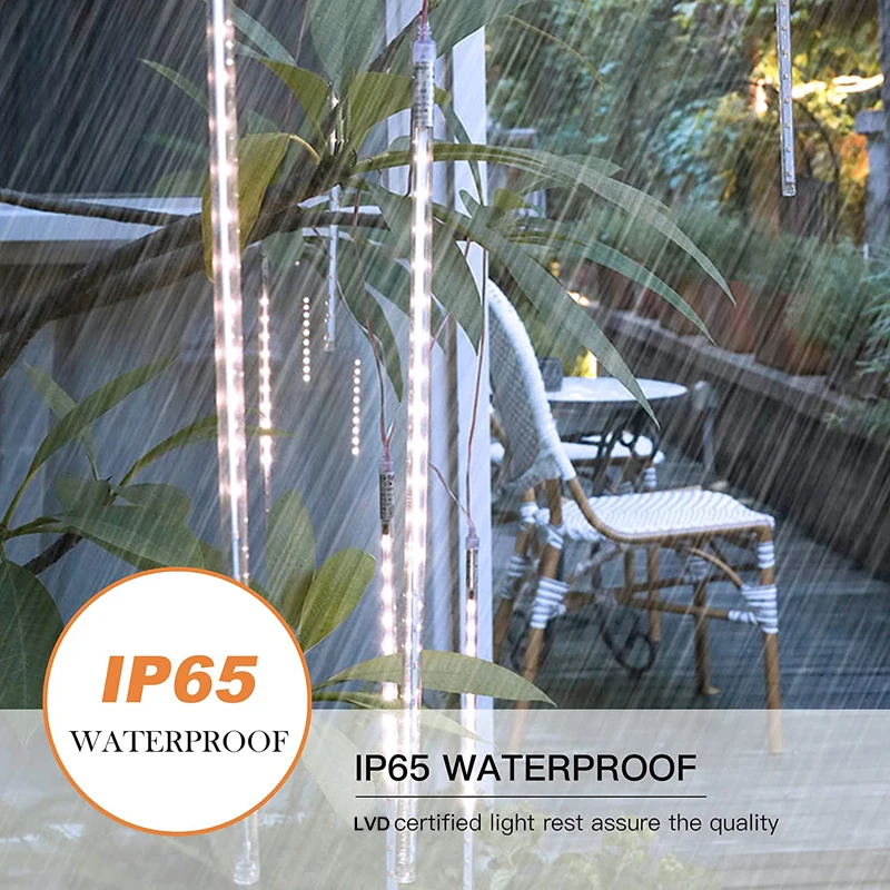 Solar LED Meteor Shower Lights Outdoor Garden Falling Raindrop String Lights Decor Waterproof For Patio Street Balcony