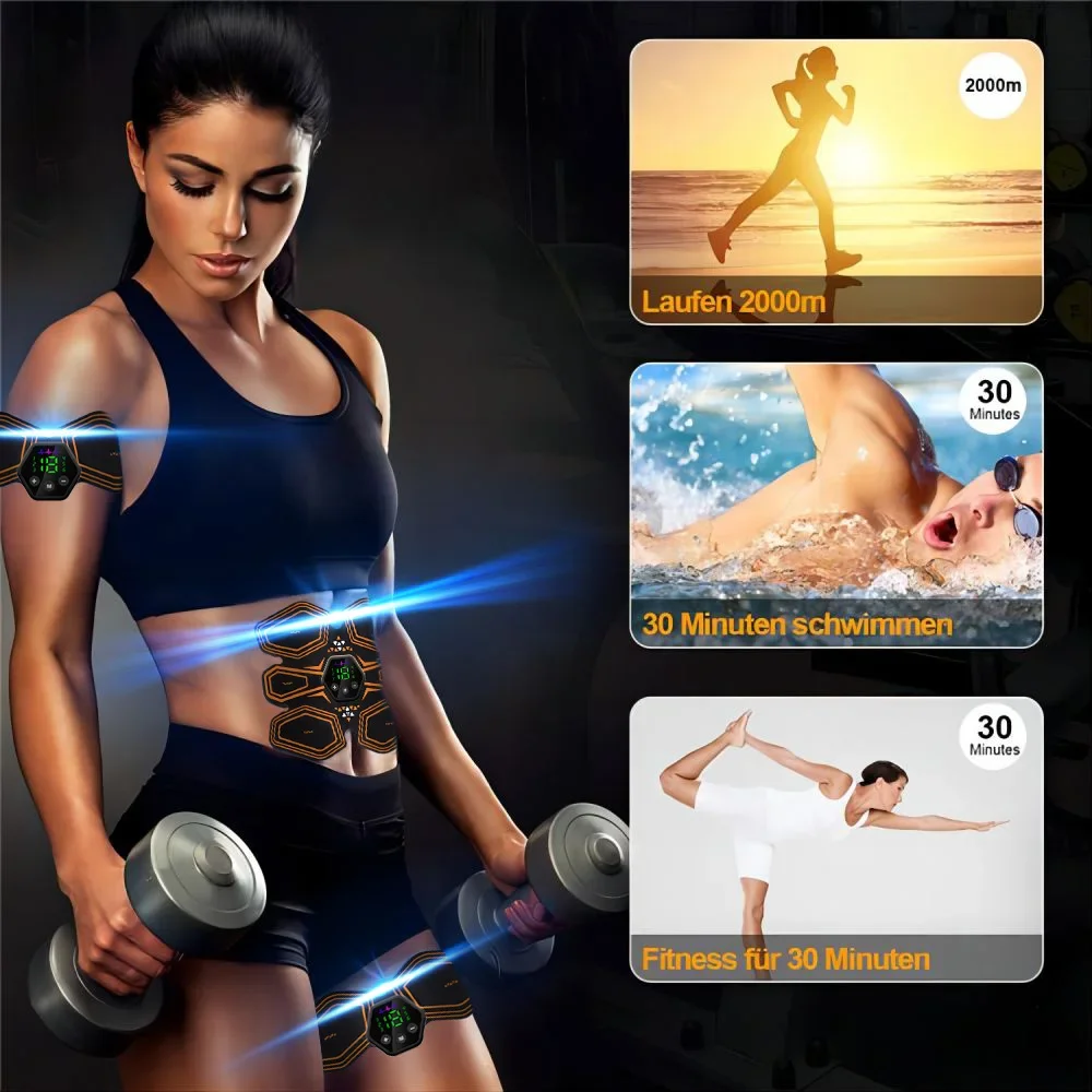 EMS Abdominal Muscle Stimulator Fitness ABS Arm&Hip Training Patches Muscle Exercise Instrument USB Charging Body Massage