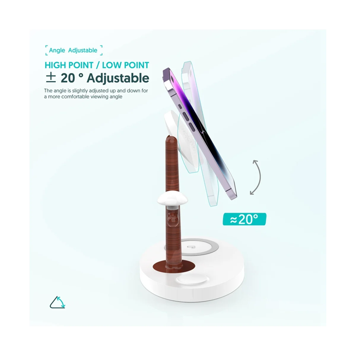 เครื่องชาร์จไร้สาย 3 in 1 Magnetic Wireless Charger ขาตั้งไฟ LED แท่นชาร์จอย่างรวดเร็วสําหรับ S8 สําหรับ - สีดํา