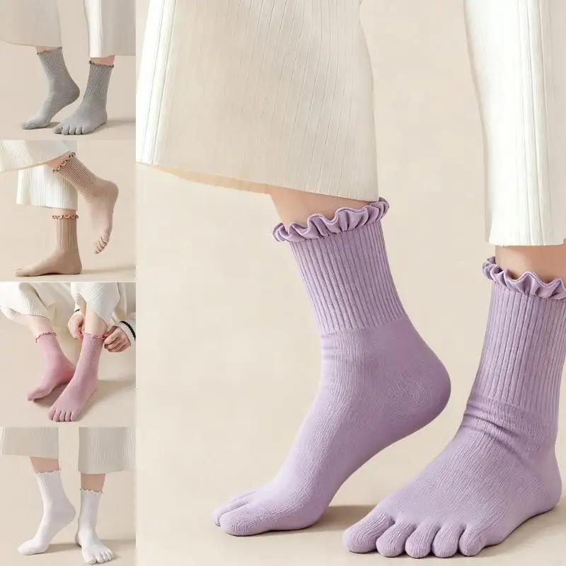 

F3KC Носки из устойчивого к запаху полиэстера с 5 пальцами, стильной рюшами и системой вентиляции