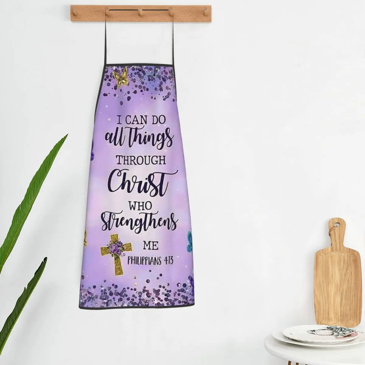 Bible Verse With Things Through Christ Who Strengthens Me Aprons Chef Cooking Cuisine Tablier Bib Kitchen Cleaning Pinafore
