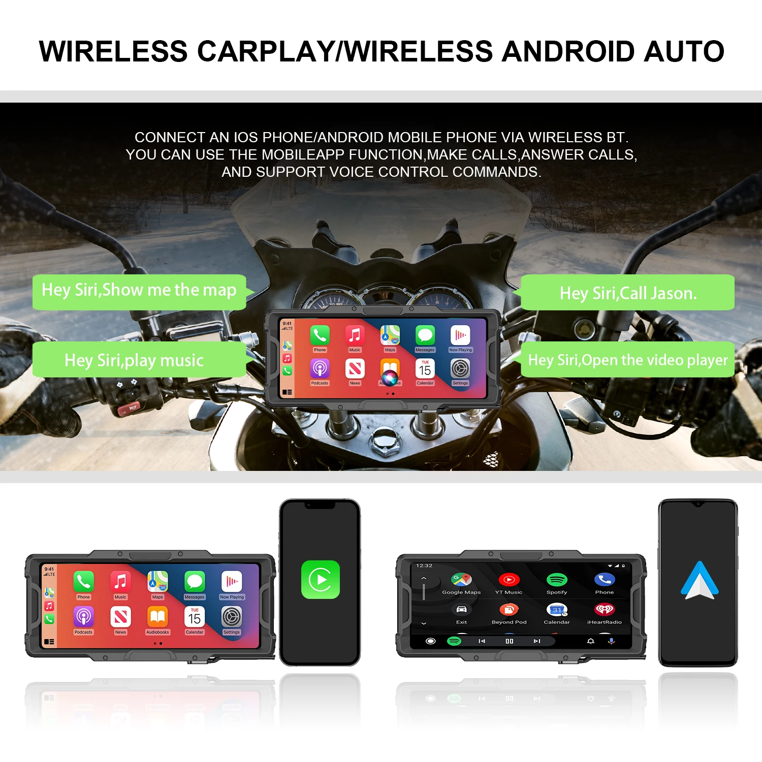 Excellent Quality New Arrival 8.1inch Motorcycle CarPlay Android Auto Touch Screen Android System with WIFI Bluetooth