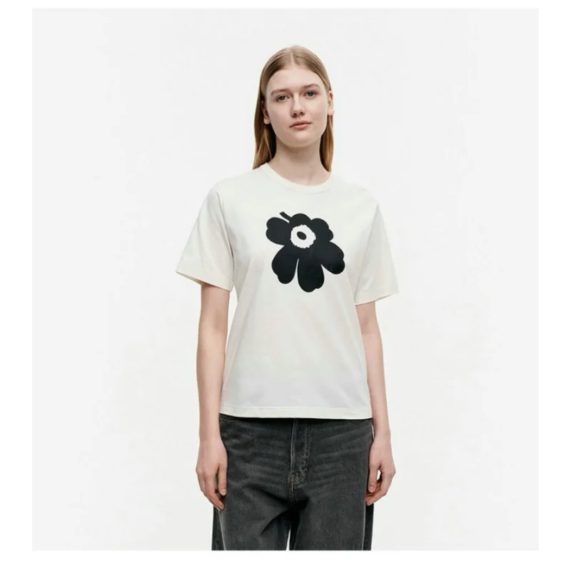 Summer Men Women 100% Cotton T Shirts A Flower Printed T-Shirt Graphic Unisex Brand Clothes High Quality Fashion Casual Tops