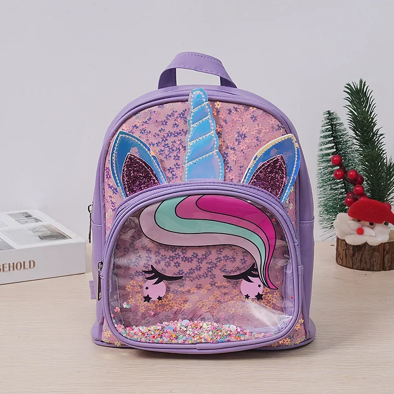 Sequin Unicorn Backpack for Girl Kid Preschool Elementary Bookbag for Elementary Toddler Unicorn School Supplies with Ears Horn