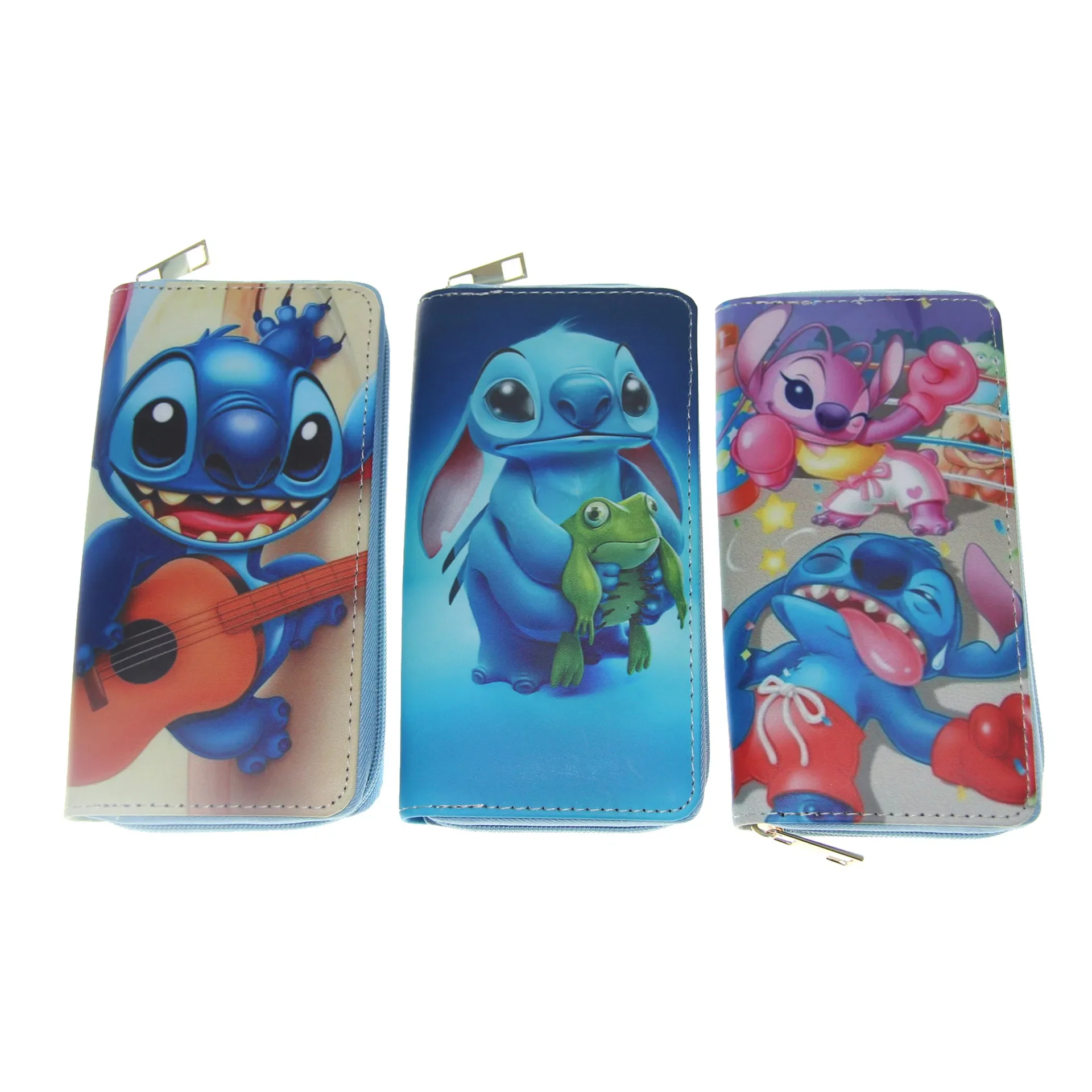 Disney Stitch PU long zipper wallet cartoon pu coin bag girl boy card holder fashion Clutch