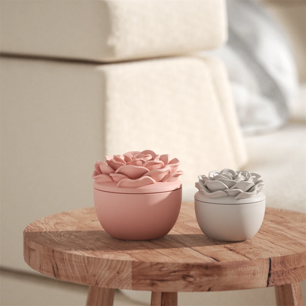 Nicole Crowning Rose Concrete Candle Jar and Reusable Candle Refill Silicone Mold