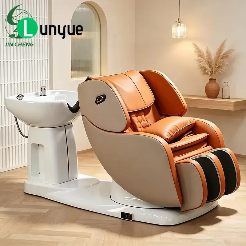 Reclining Shampoo Chair with Sink Spa Hair Treatment Massage Bed for Beauty Barber Shop Comfortable Wash Basin